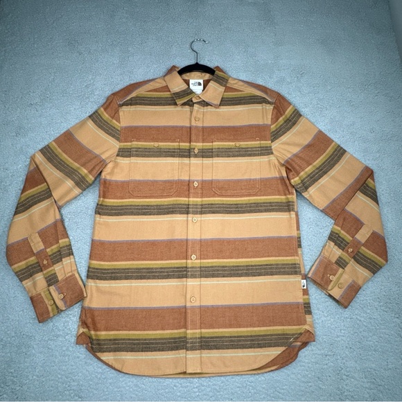 The North Face Shirt Men S Flannel Plaid Orange Multi  Organic Fiber Outdoor NWT - Picture 3 of 15